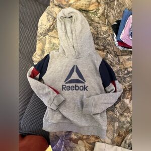 Reebok Gray Hoodie with Navy and Red Accents